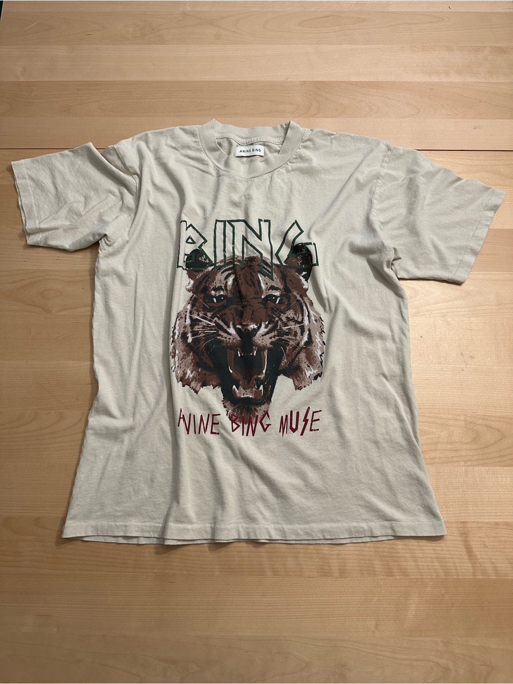 Anine Bing Graphic Tiger Tee in Stone